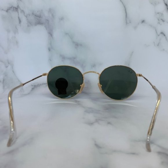 Ray-Ban Round Sunglasses RB3447 001 Gold Frame/Green Lens main image 4